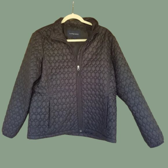 NWOT Lands' End Black Quilted Jacket Women's Large | Fall Winter Coats Jackets - Picture 1 of 15